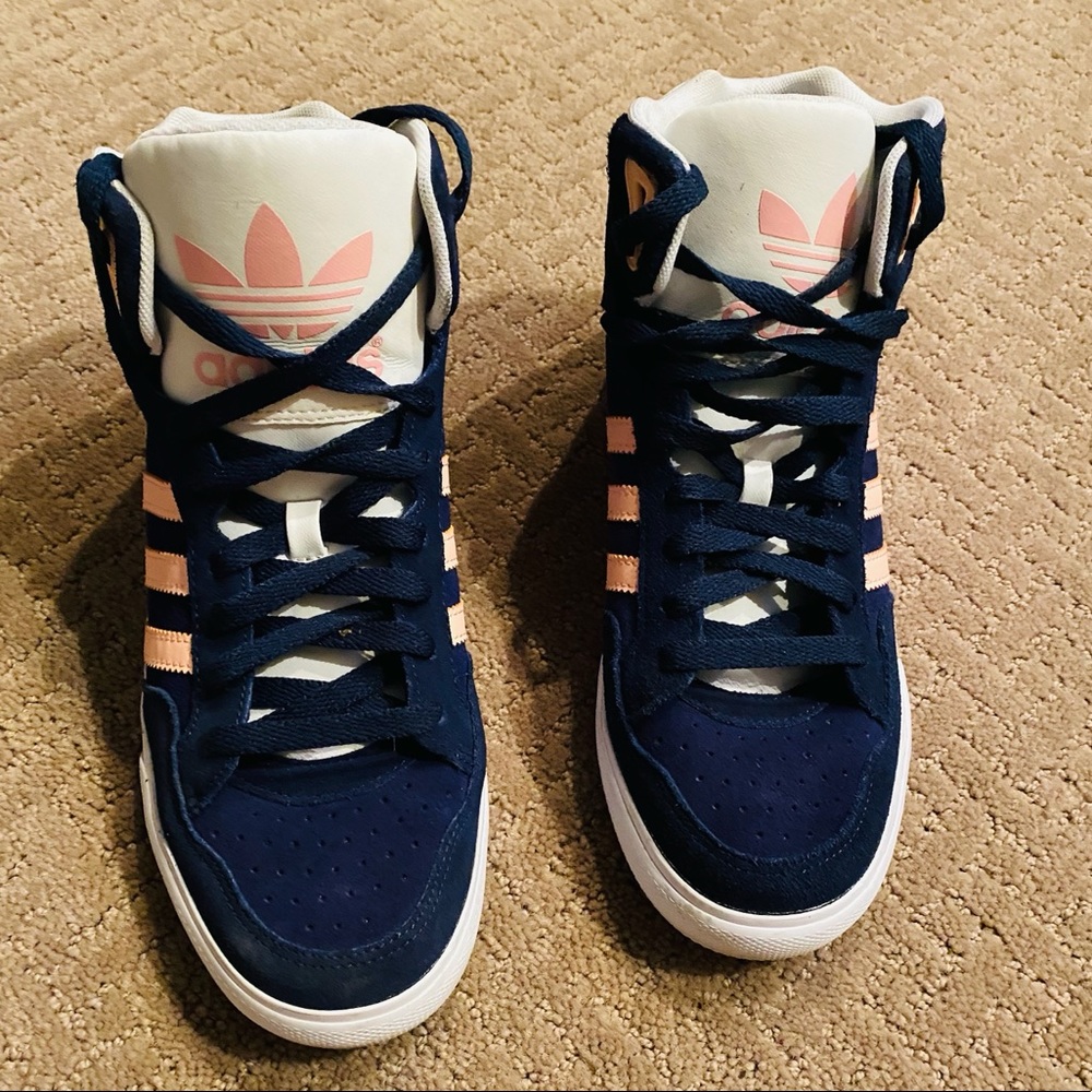 Retro Blue Suede Adidas HighTop Sneakers